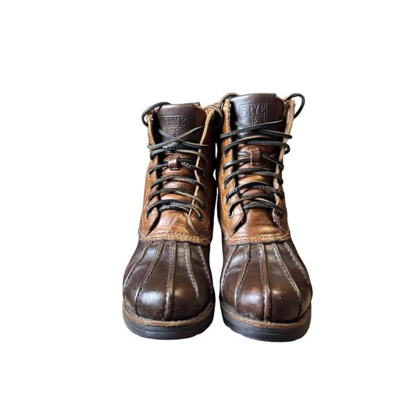 Frye Veronica Shearling Lined Leather Winter Duck Boot Rain Brown Womens Size 6 - Picture 6 of 8